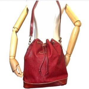 MULBERRY Scotchgrain Leather Drawstring Bucket Crossbody Shoulder Bag VINTAGE